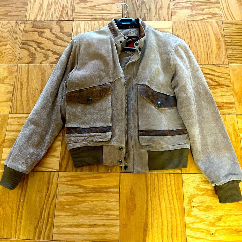 Genuine Leather & Suede Vintage Bomber Jacket